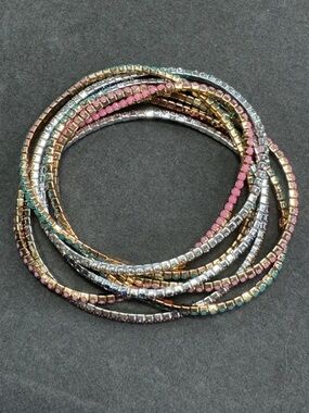 Multi-Color Stackable Beaded Wire Bracelets - Women